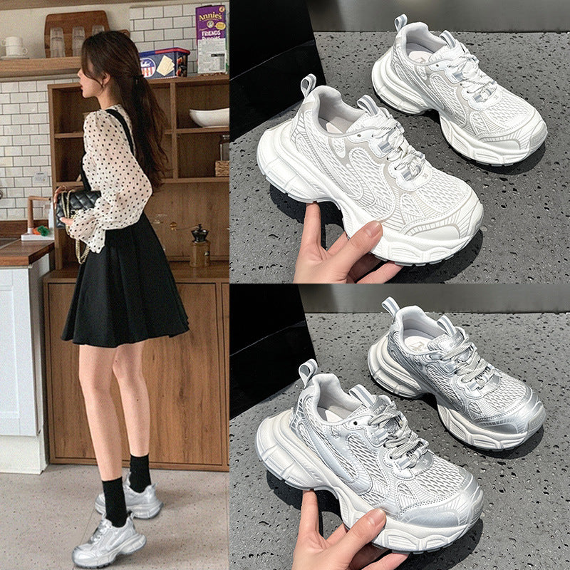 Early Spring Platform Lightweight Mesh Surface Breathable Increased Women's Sports Shoes