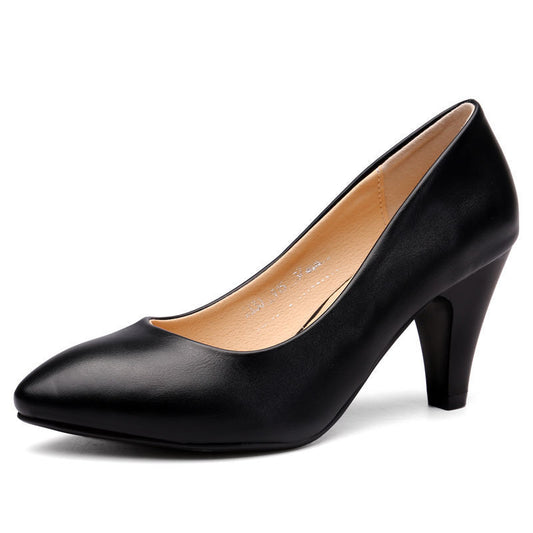 Women's High Black Professional Round Toe Stewardess Interview Formal Wear Women's Fashion Shoes