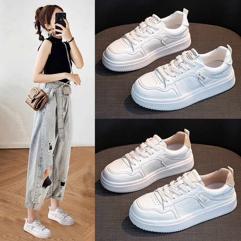 Women's White Spring Soft Bottom Sports Board Breathable Women's Casual Shoes