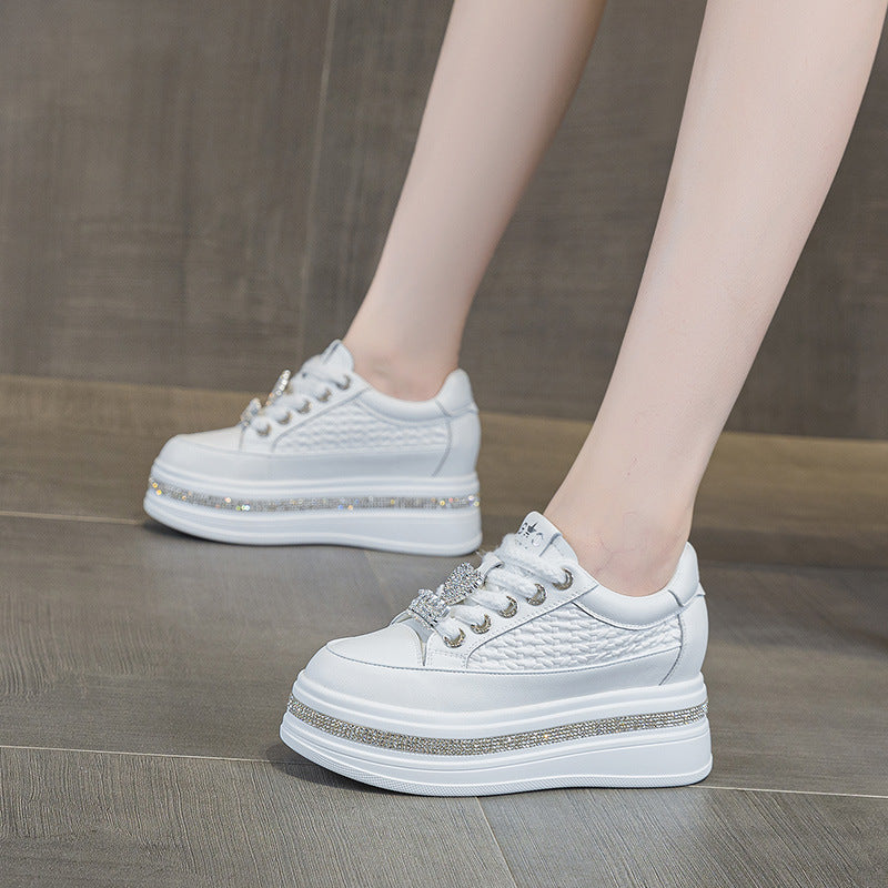 Thick Bottom Beads Background Rhinestone Heightened Easy Women's Casual Shoes