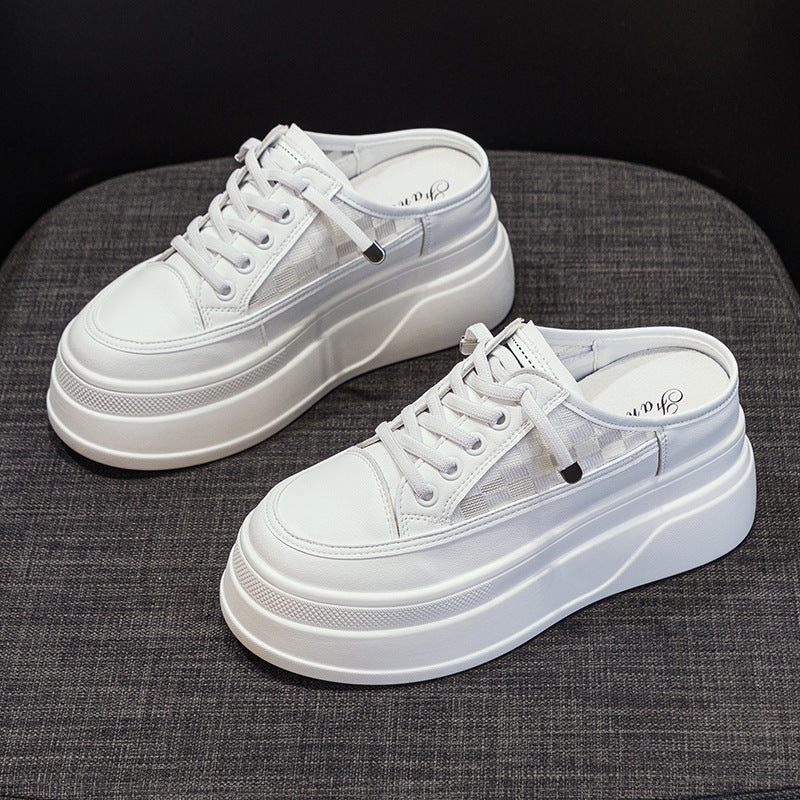 Women's Mesh Closed Toe Half Support White Casual Shoes