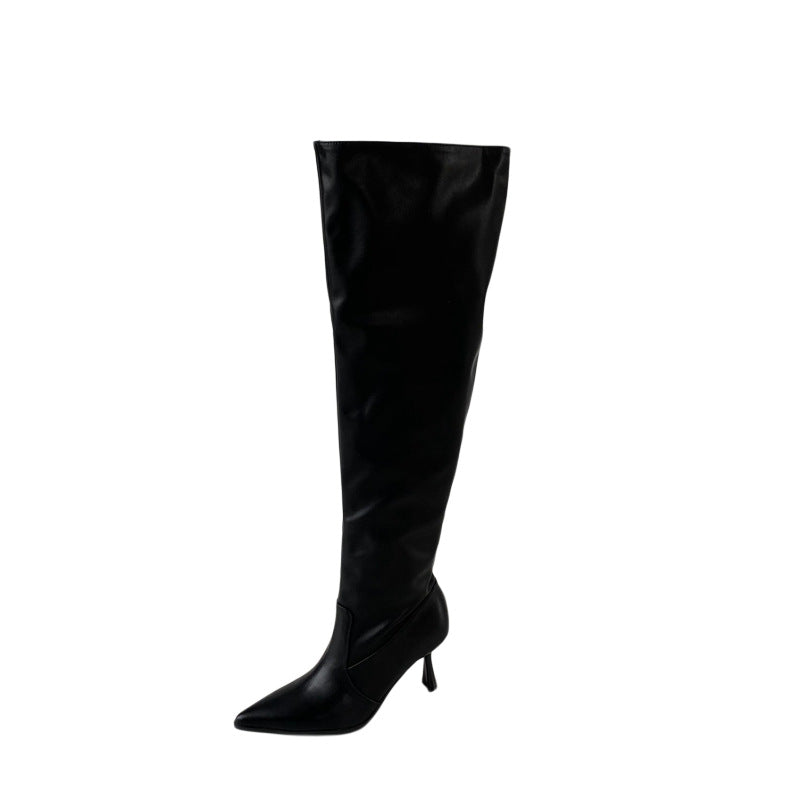 Circumference Female Pointed Toe Skinny Stilettos Pile Style Plus Size Boots