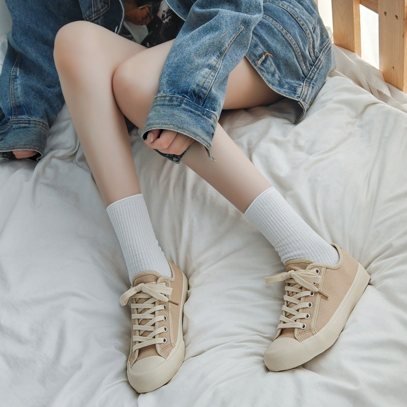 Okayama Niche Design Cream White Retro Distressed Sports For Canvas Shoes