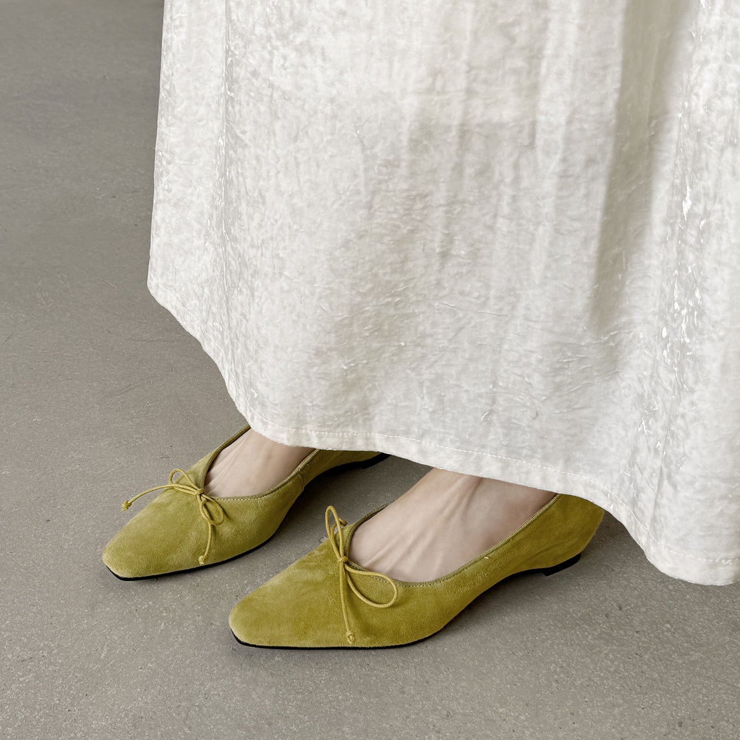 Increasing Insole Gentle Bow Pumps Low-cut Square Toe Women's Casual Shoes