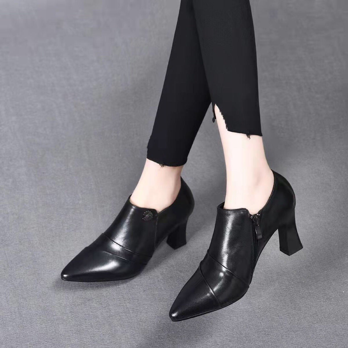 Women's Chunky High High-cut Genuine Autumn Versatile British Heels