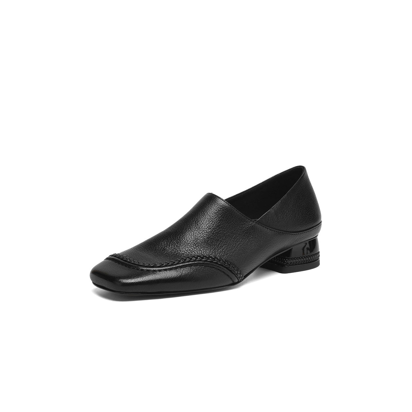 Women's Large Size Four Sheepskin Woven Square Toe Temperament Women's Fashion Shoes