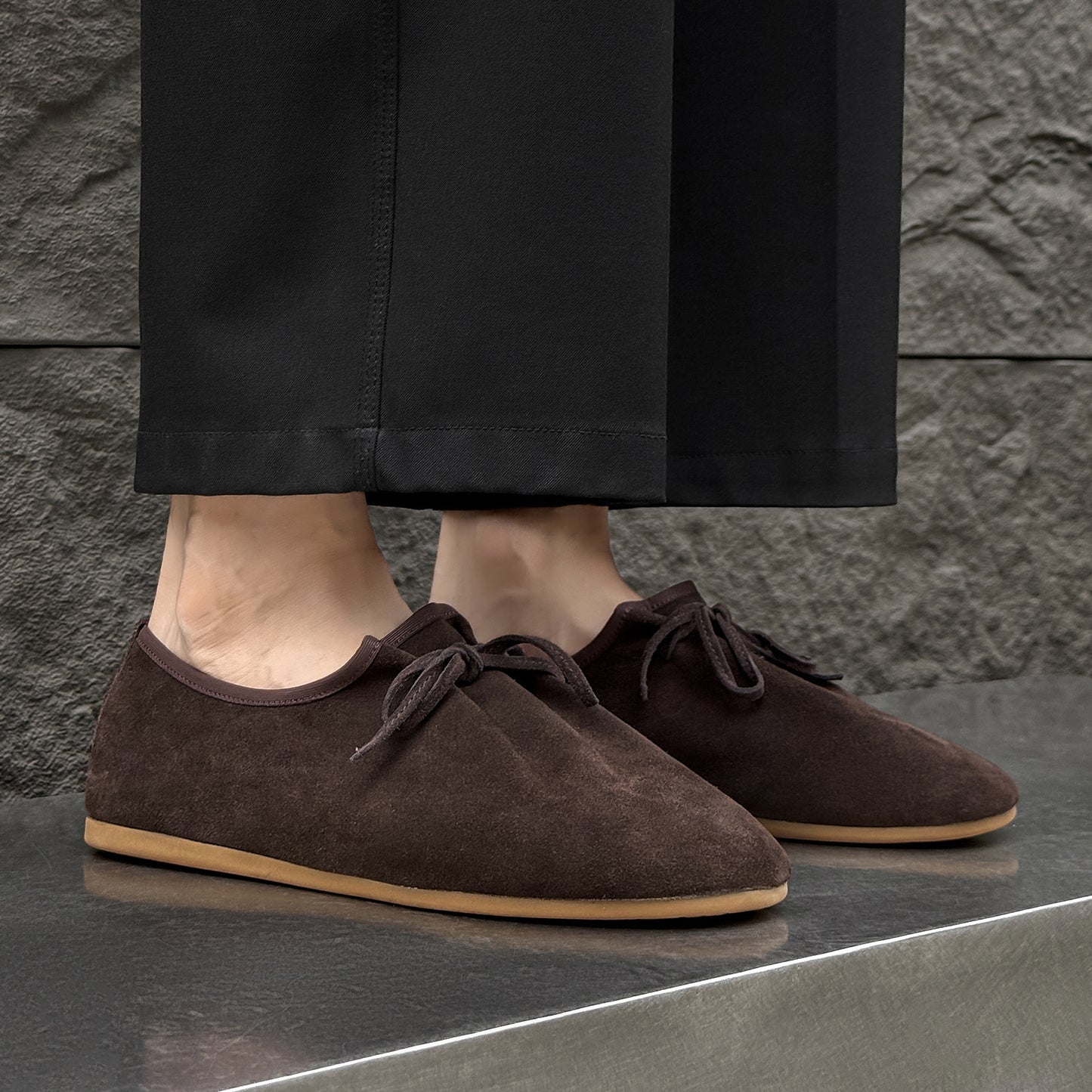 Summer Soft Bottom Simple Mesh Round Head Commuter Men's Casual Leather Shoes