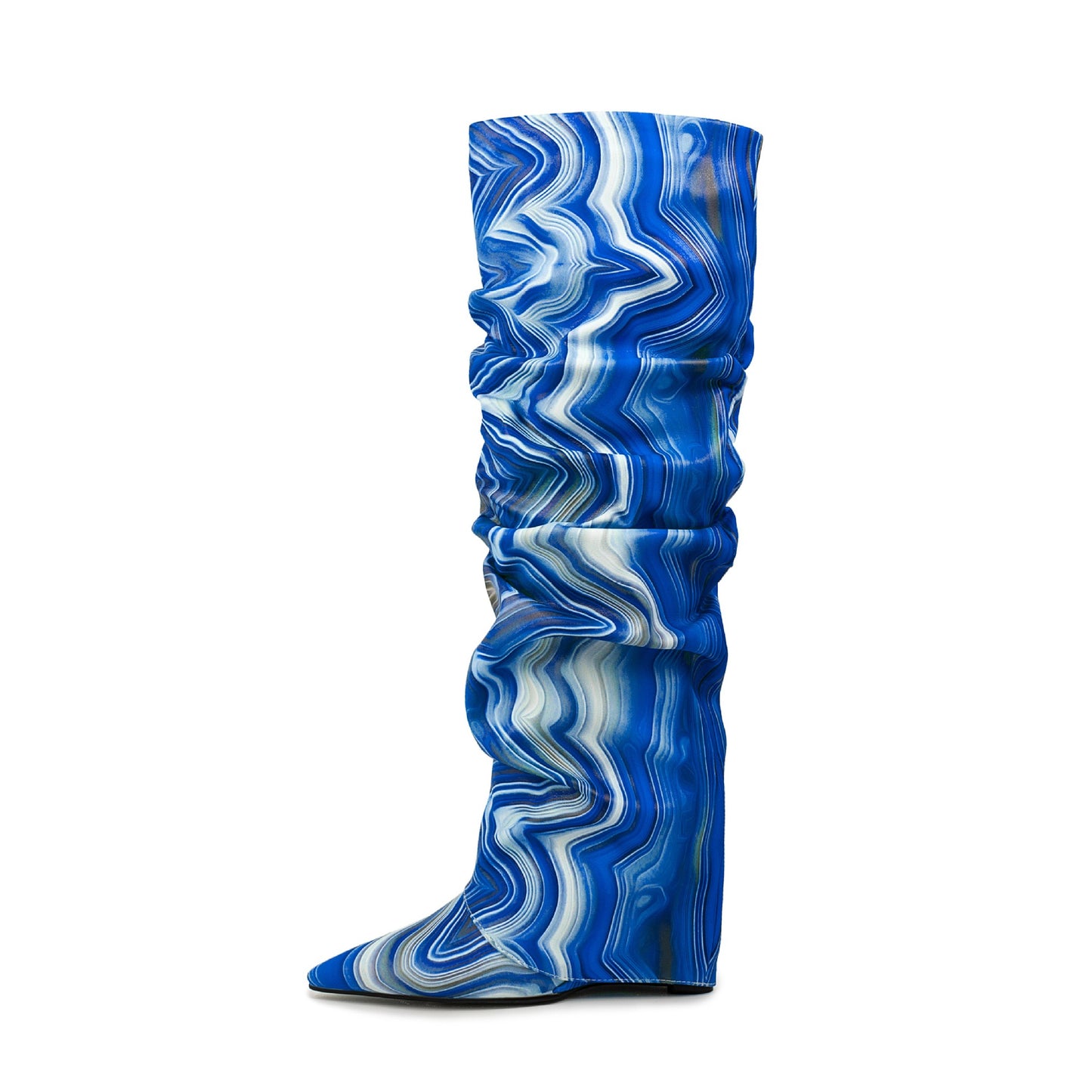 Wedge Geometric Colorful Abstract Sleeve Flanging Women's Leather Boots