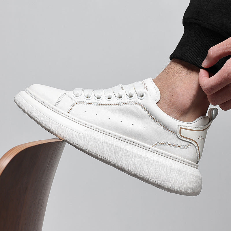 Men's Cowhide Easy Wear Korean Fashion Sports Trendy Versatile Lightweight Soft Men's Shoes
