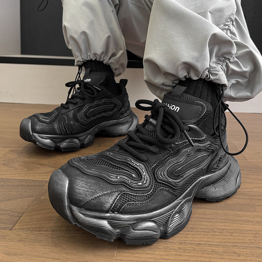Men's Autumn Paris Black Dad Trendy Korean Style Versatile Heightened Niche Men's Casual Shoes