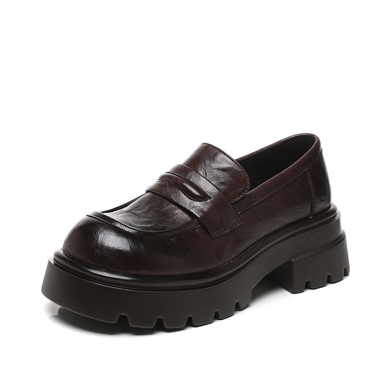 Women's Platform Skirt Wild Slip-on Pumps Chunky Loafers
