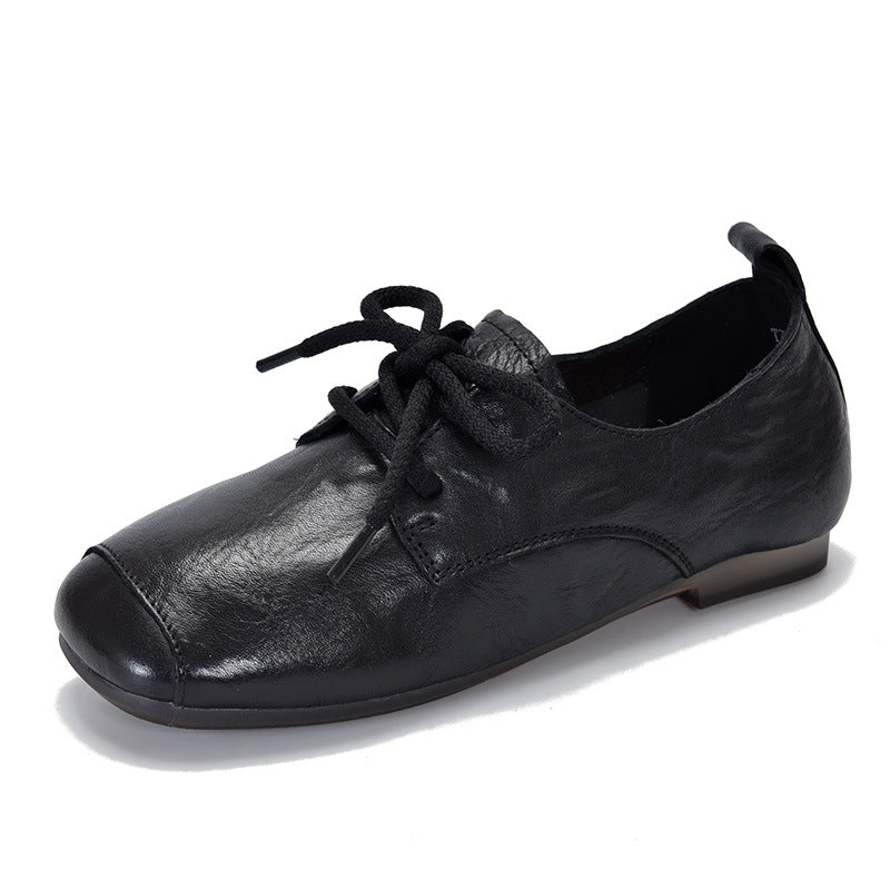 Clutch Pattern Authentic Square Toe Pumps Retro British Style Small Leather Shoes