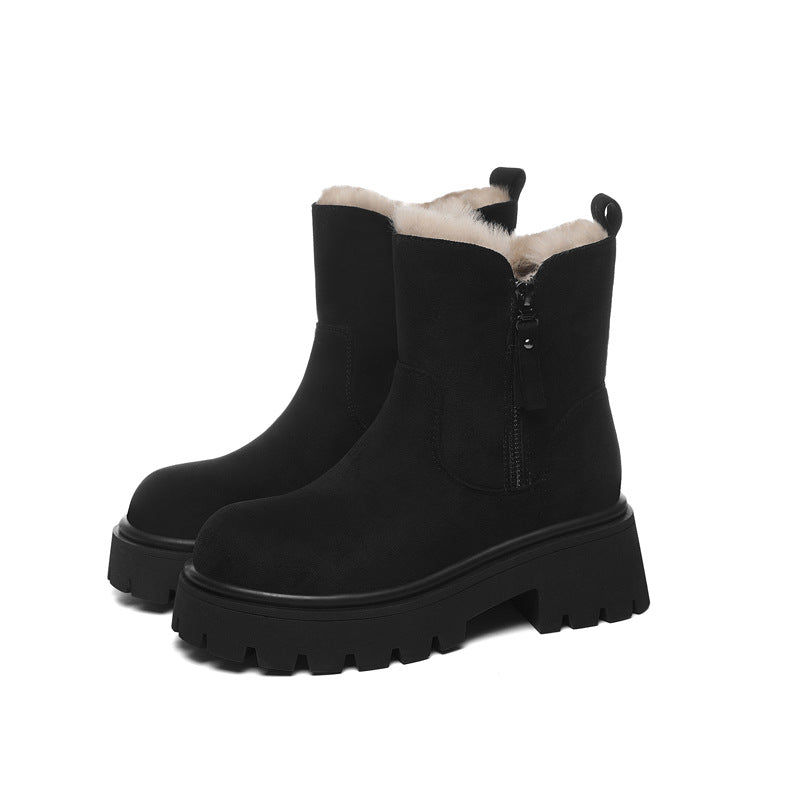 Women's Winter Western Style Short Fleece-lined Thickening Snow Boots