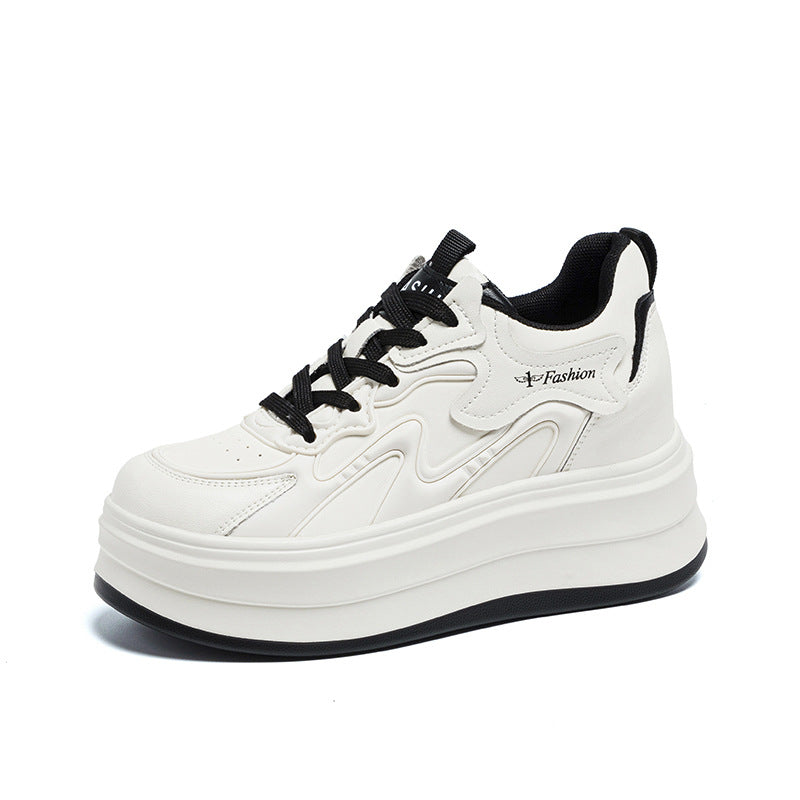 Women's Platform Height Increasing Insole Lightweight Fleece-lined White Women's Casual Shoes