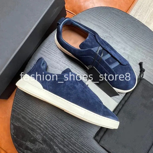 Men's Slip-on Cross Elastic Band Flat Lightweight Comfortable Men's Board Shoes