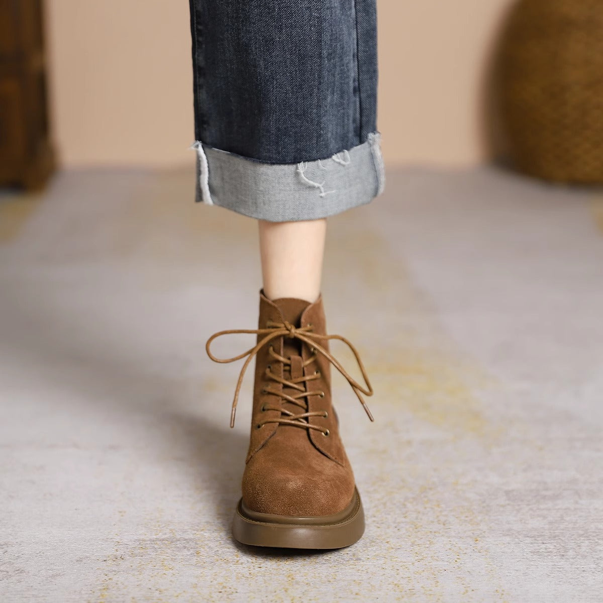 Style Martin Female Retro Brown British Women's Shoes