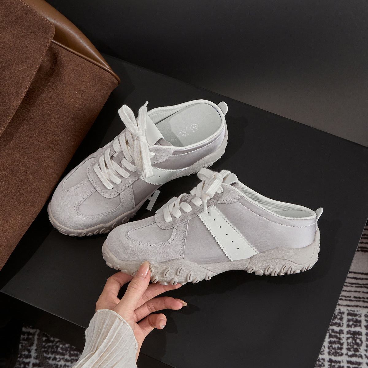 Women's Closed Toe Half Small Height Increasing Insole Breathable Summer Outdoor Sneakers