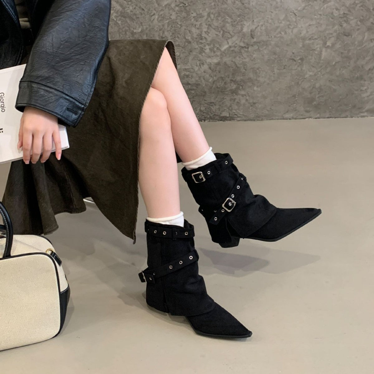 Hot Pants Female Chunky Martin Temperament Skinny Women's Leather Boots
