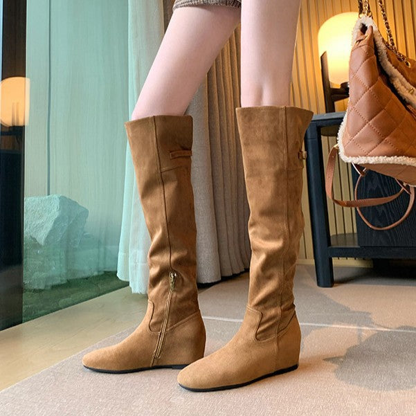 Women's Height Increasing Insole Pointed Round Head Boots