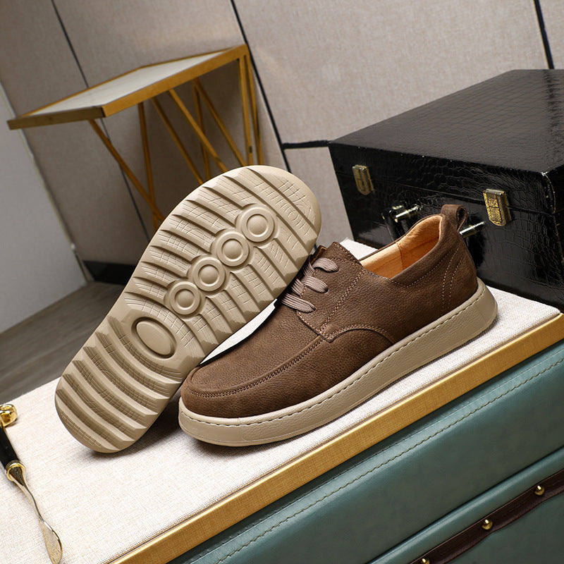 Men's Matte Cowhide Comfortable Platform Warm Genuine Casual Shoes