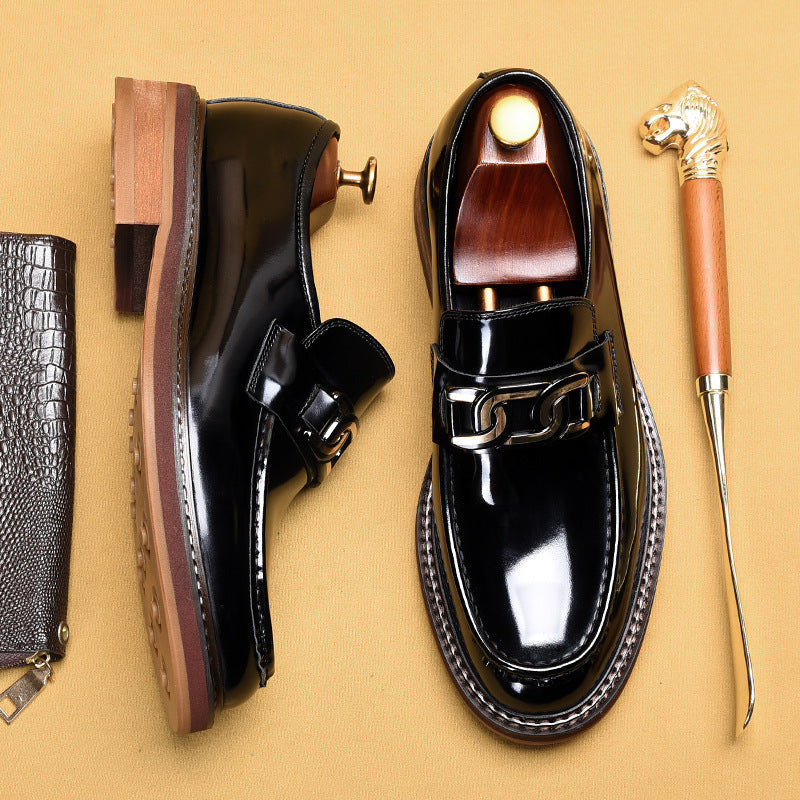 Men's Business Buckle British Style Slip-on Lofter Leather Shoes