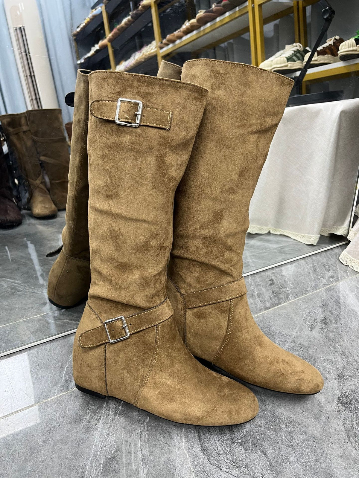 Women's Western Cowboy Korean Round Head Buckle Soft Boots