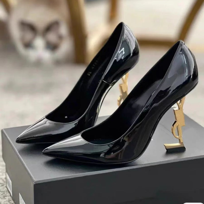 Women's Solid Color Fashion High Letter Pointed Women's Shoes