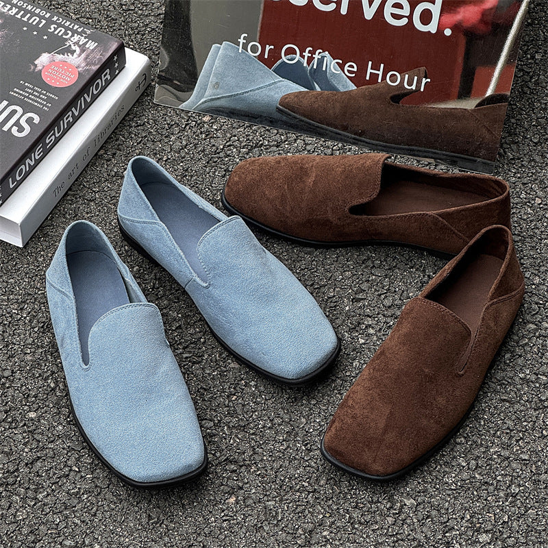 Women's & Men's Commuter Fashionable Flat Derby Blue Brown Men's Casual Leather Shoes