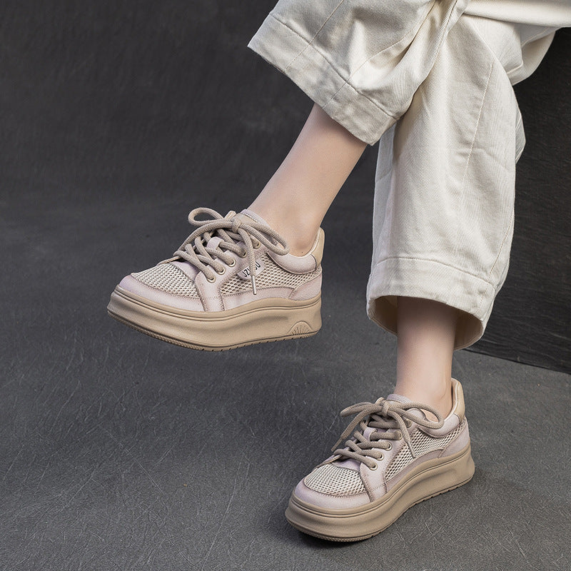 Women's Versatile Breathable Mesh Platform Retro Minority Men's Shoes
