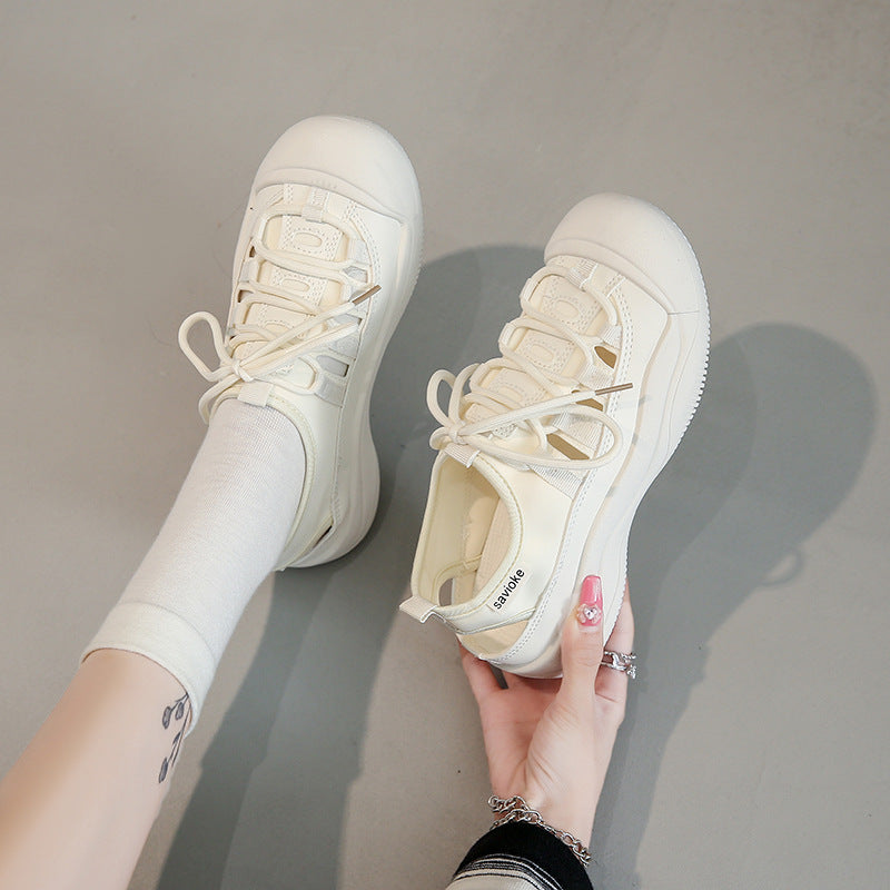 Women's Hollowed White Summer Korean Style Versatile Casual Shoes