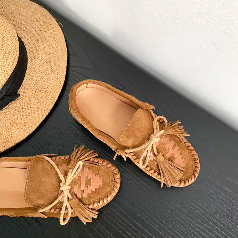 Women's Tassel Slip-on Low Height Increasing Insole Loafers