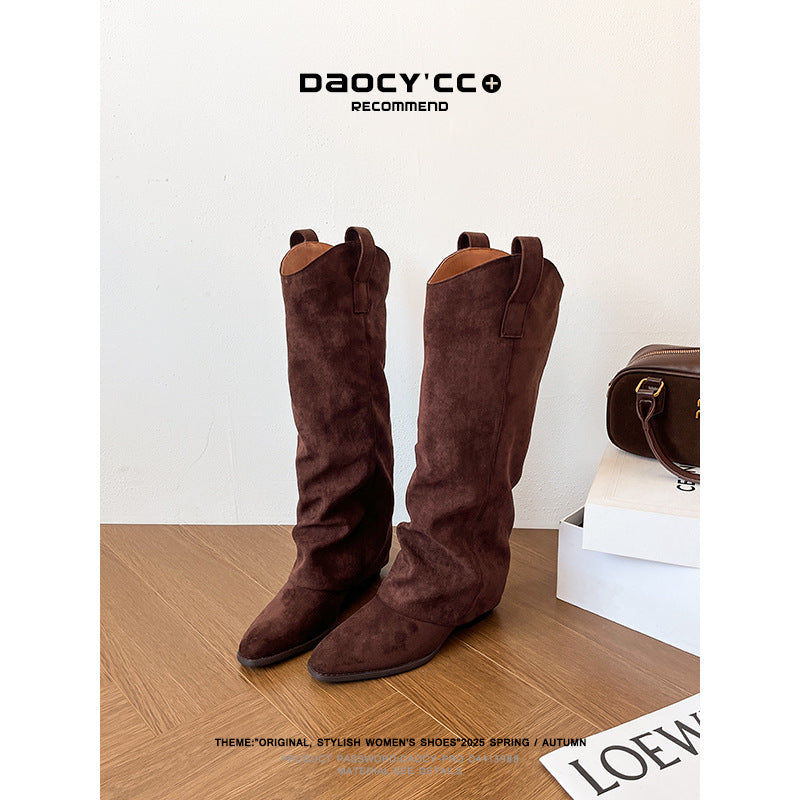 Women's Hot Chunky Pantyhose Below The Knee Women's Leather Boots