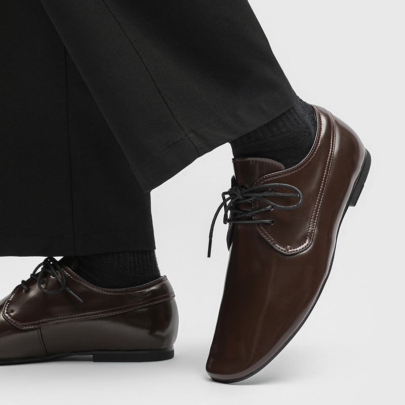 Men's Square Toe Business Black Formal Fashion Men's Casual Leather Shoes