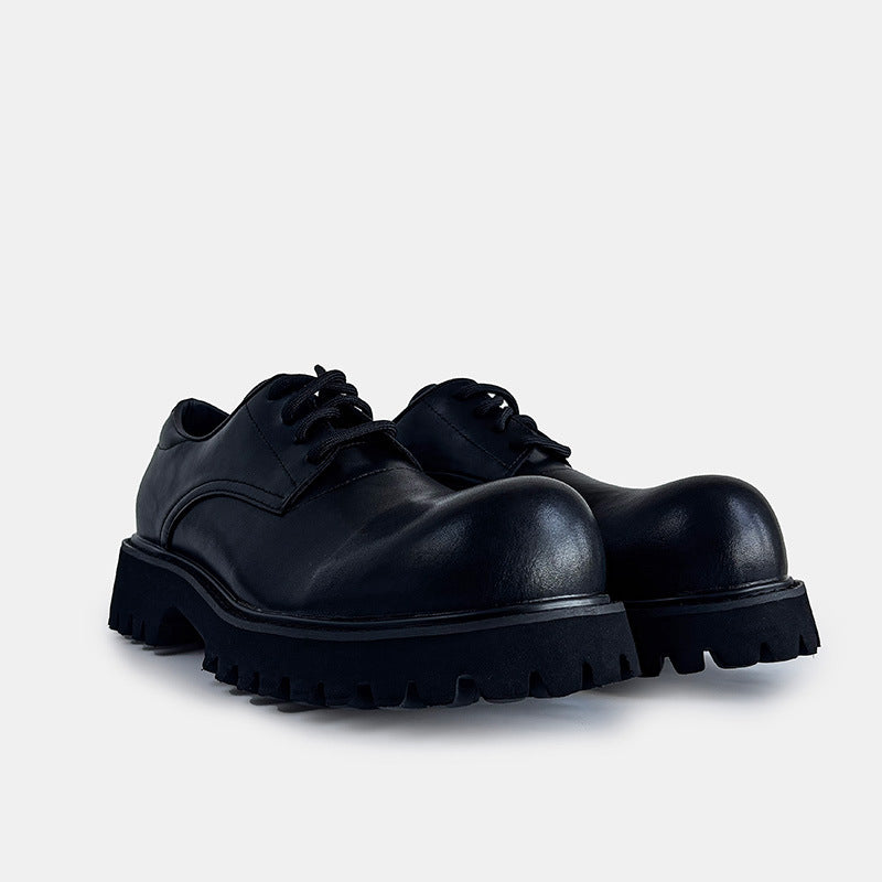 Women's & Men's Big Head Derby Thick Bottom Increased Men's Casual Leather Shoes