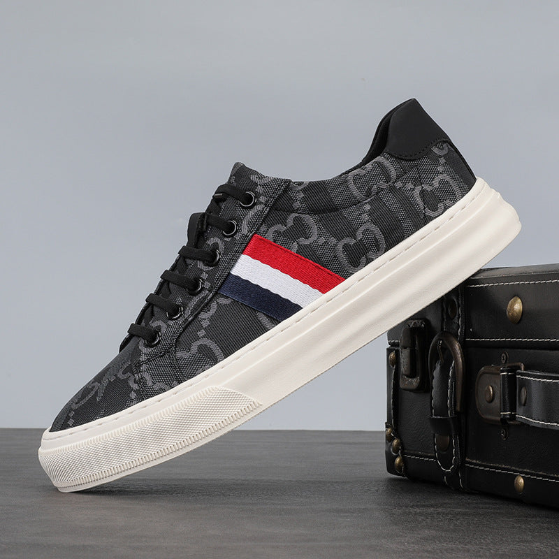 Men's Style Breathable Plaid No Lace Low Men's Canvas Shoes