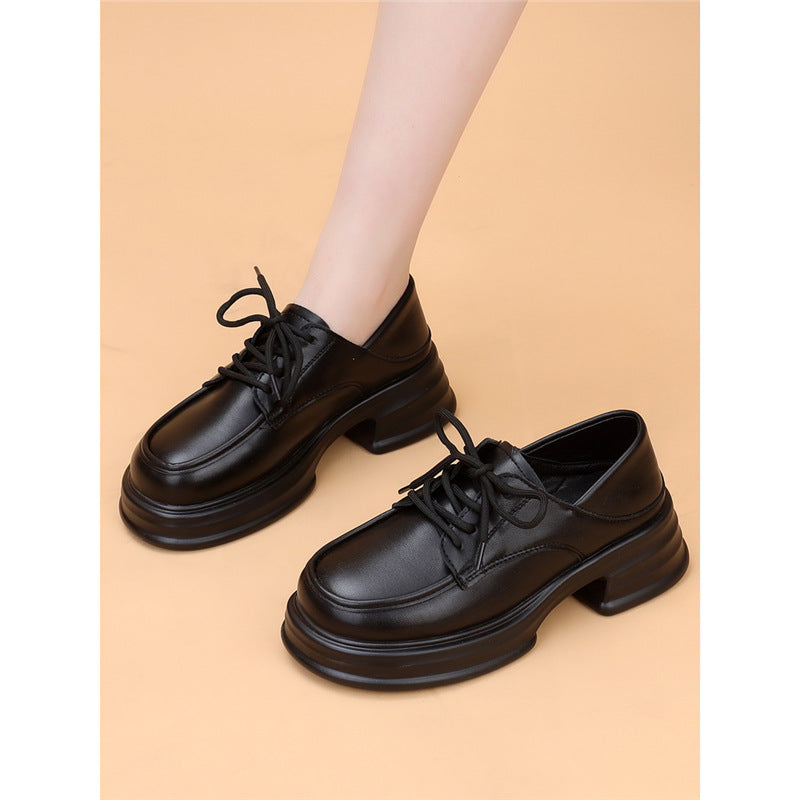 Women's Brown Retro Spring Thick-soled Two-way Thin Small Women's Fashion Shoes