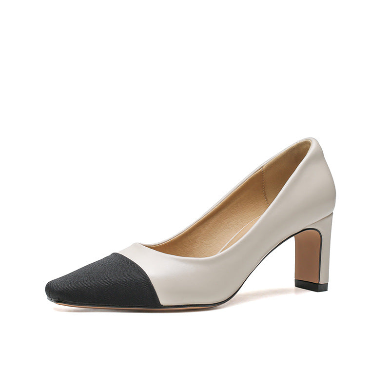 Black White Stitching Style Commuter Comfortable Graceful High Women's Fashion Shoes