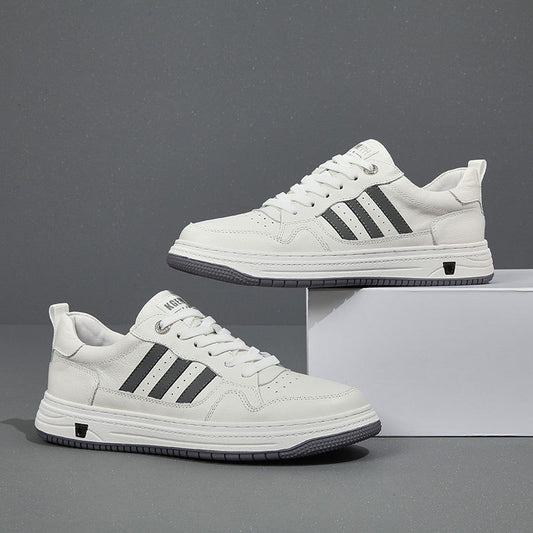 Men's Layer Cowhide Summer White Genuine Sports Sneakers
