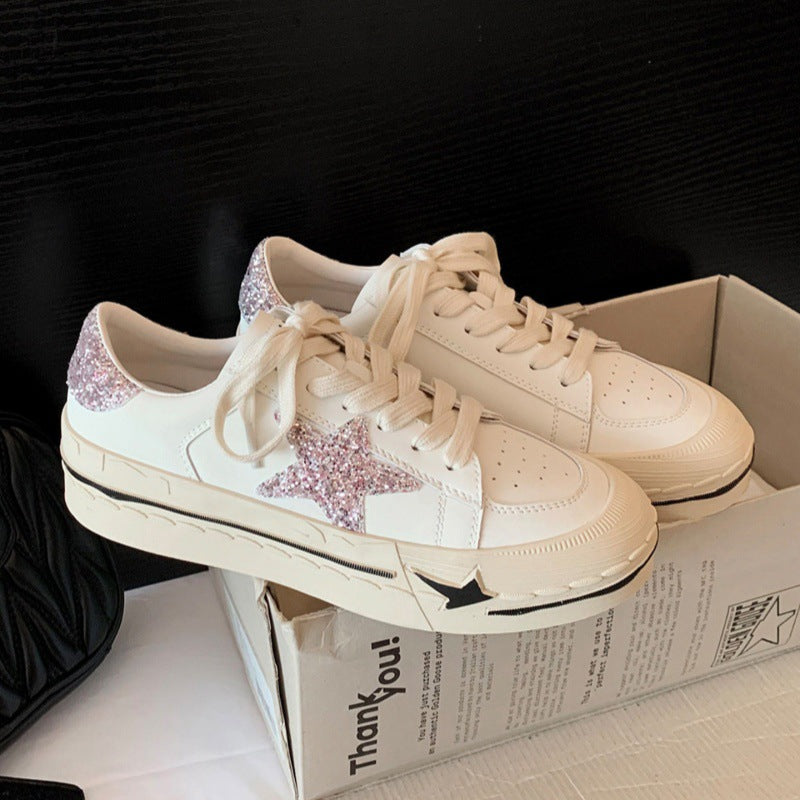 Women's Sier Star Pattern White Spring Platform German Women's Sports Shoes