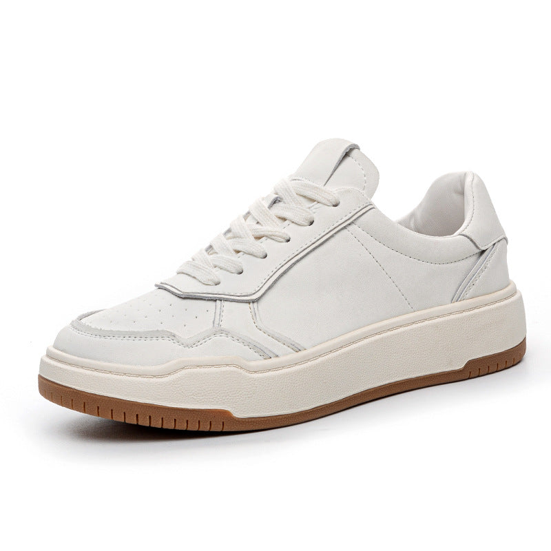 Women's Cowhide Trendy Autumn Thick-soled Wild White Women's Board Shoes