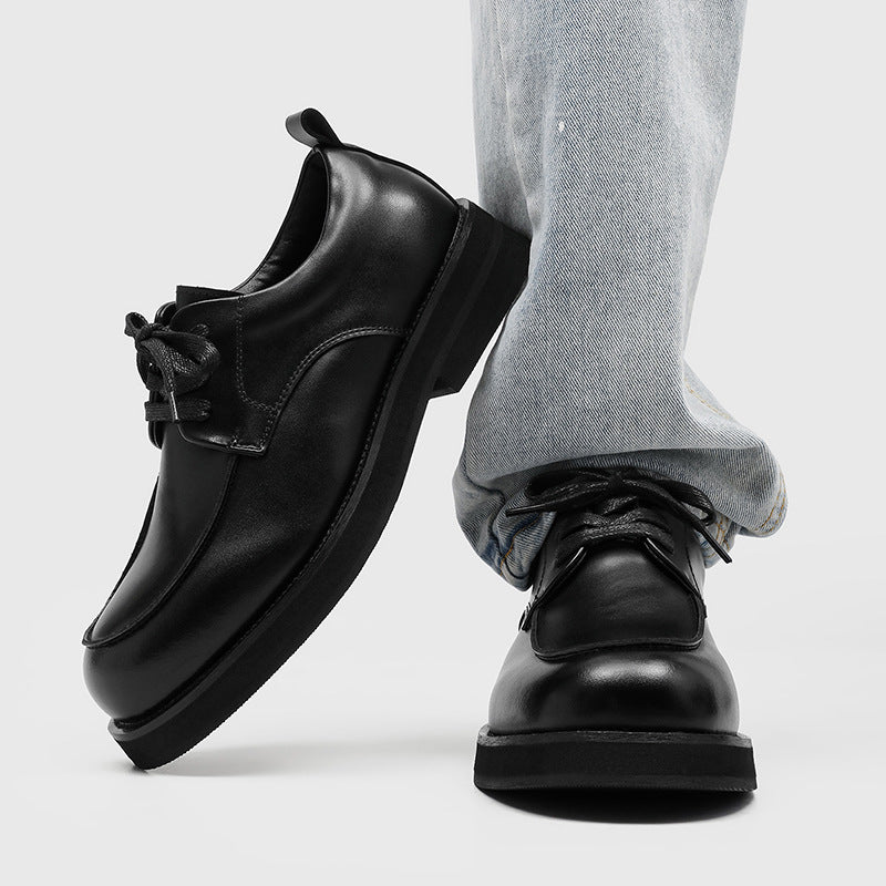 Men's Derby Big Head Retro Style Business Wear Men's Casual Leather Shoes