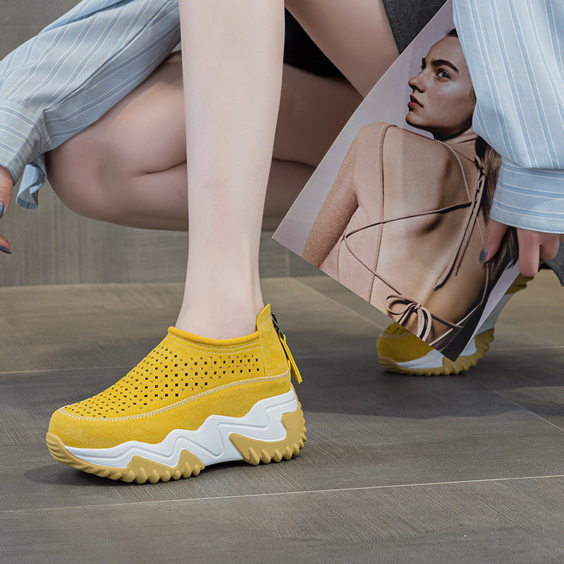 Women's Hole Breathable Platform Elevator Wild Women's Casual Shoes