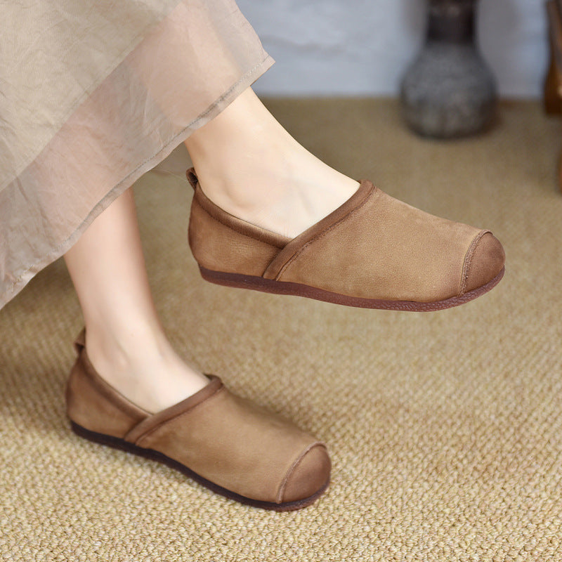 Women's Pumps Retro Slip-on Flat Round Toe Women's Shoes