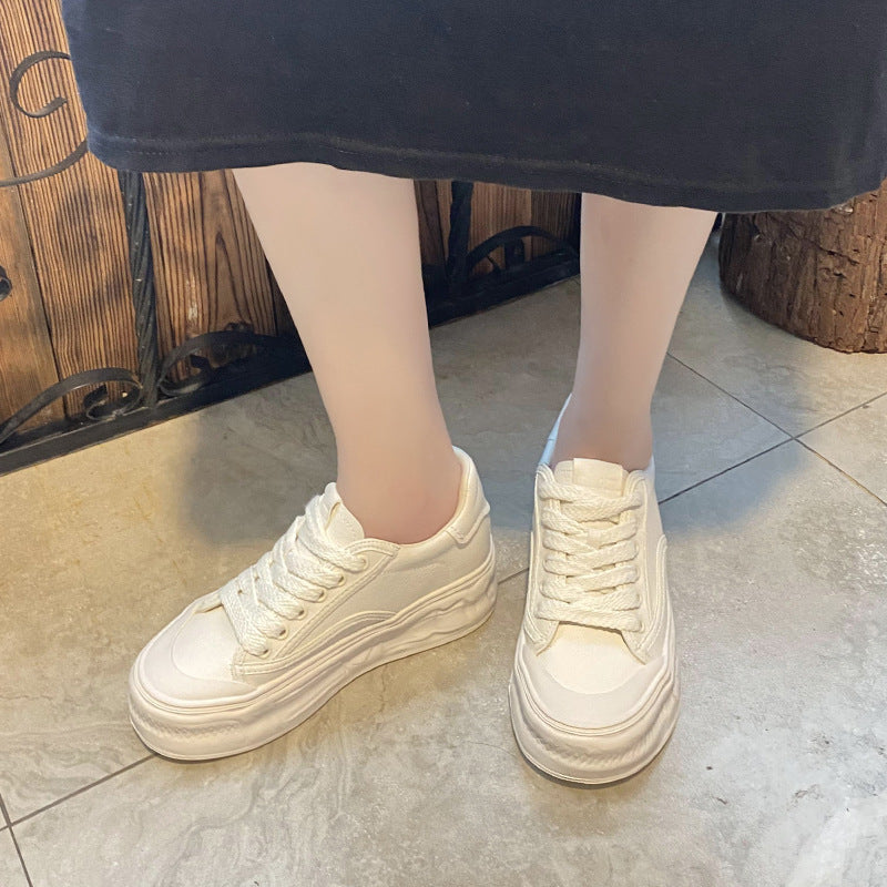 Women's Height Increasing Insole Small White Thick-soled Versatile Sneakers