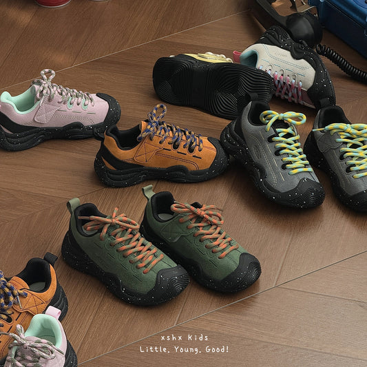 Outdoor Boys Professional Cow Split Velcro Breathable Children's Sports Shoes
