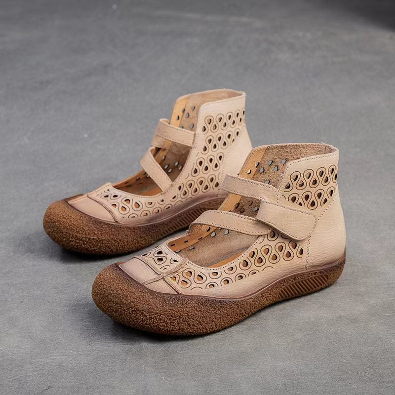 Women's Hollow Breathable Retro Style Velcro Fashion Sandals