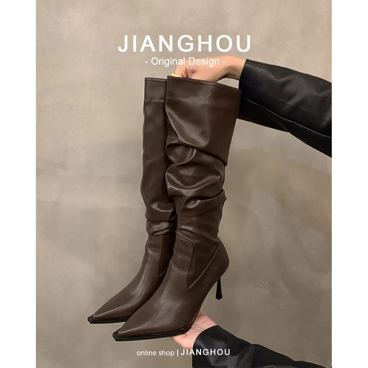 Women's Pointed Toe Wellingtons Pile Style Tube Boots
