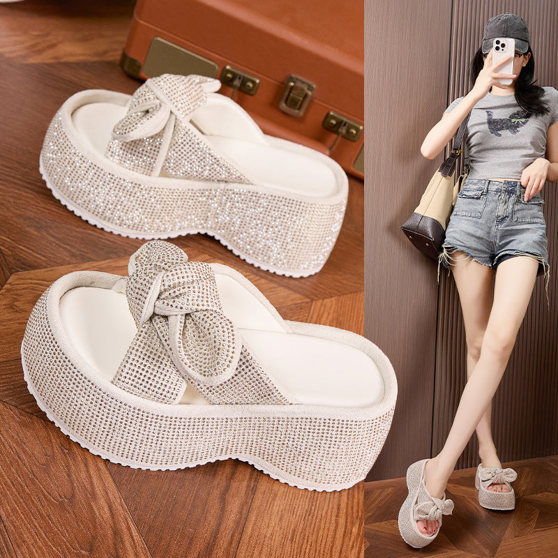 Women's Platform Bow Summer Fashion Elevator Outdoor Slippers
