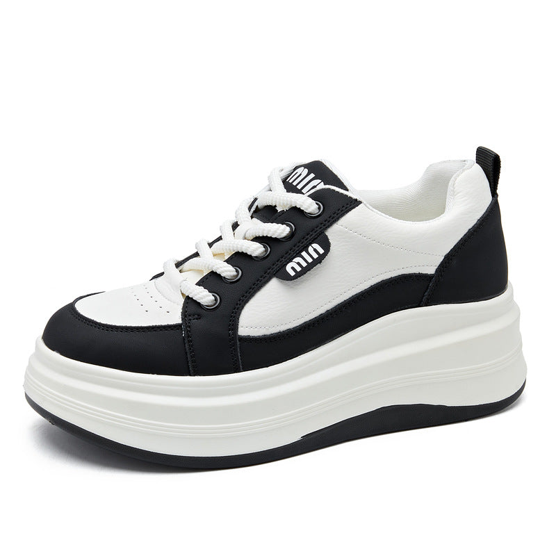 Women's Platform White Black Stylish Height Increasing Casual Shoes