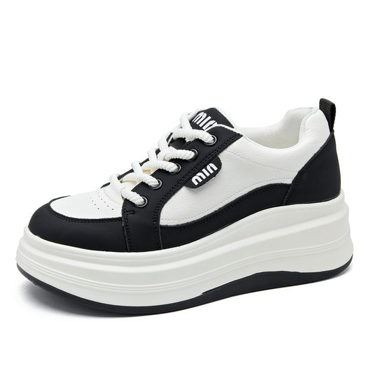 Women's Platform White Black Stylish Height Increasing Casual Shoes